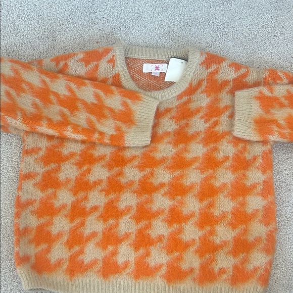 Orange and Cream Houndstooth children’s Sweater size M (10/12) - Picture 1 of 5